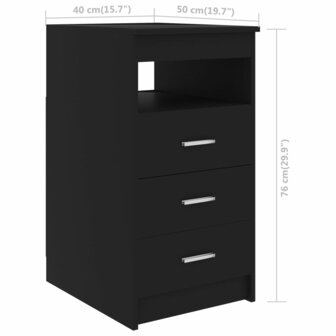 Ladekast 40x50x76 cm bewerkt hout zwart 6
