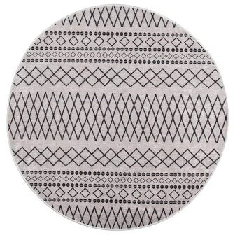 Vloerkleed wasbaar anti-slip &oslash;120 cm zwart en wit 1