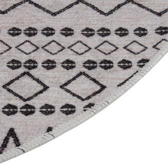 Vloerkleed wasbaar anti-slip &oslash;120 cm zwart en wit 3