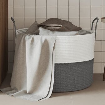Opbergmand &Oslash; 51x33 cm katoen grijs en wit 1