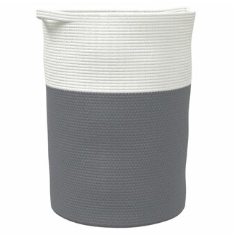 Opbergmand &Oslash; 49x65 cm katoen grijs en wit 2