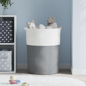 Opbergmand &Oslash; 49x65 cm katoen grijs en wit 3