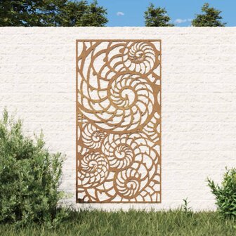 Wanddecoratie tuin schelpenontwerp 105x55 cm cortenstaal 1