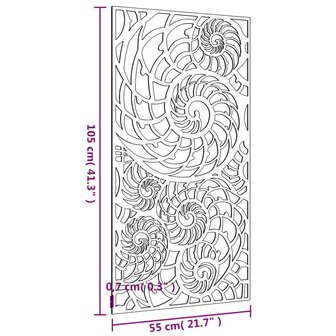 Wanddecoratie tuin schelpenontwerp 105x55 cm cortenstaal 8