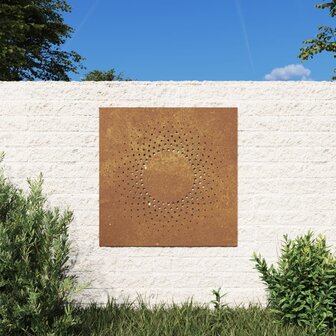 Wanddecoratie tuin zonontwerp 55x55 cm cortenstaal 1