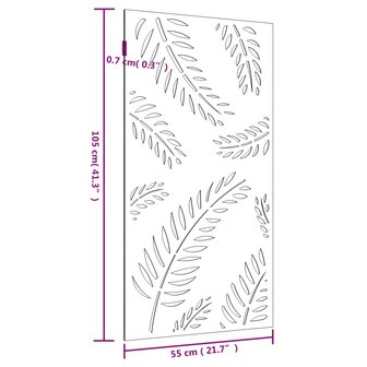 Wanddecoratie tuin bladontwerp 105x55 cm cortenstaal 8