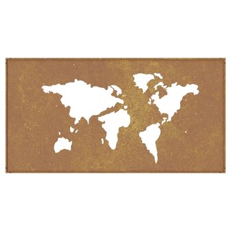 Wanddecoratie tuin wereldkaartontwerp 105x55 cm cortenstaal 5