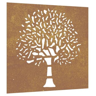 Wanddecoratie tuin boomontwerp 55x55 cm cortenstaal 2