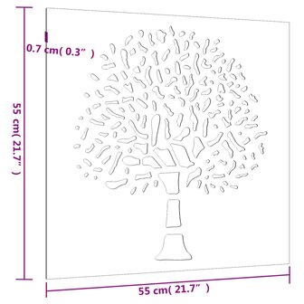 Wanddecoratie tuin boomontwerp 55x55 cm cortenstaal 8