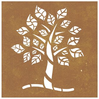 Wanddecoratie tuin boomontwerp 55x55 cm cortenstaal 4