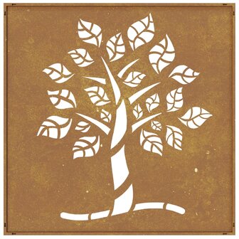 Wanddecoratie tuin boomontwerp 55x55 cm cortenstaal 5