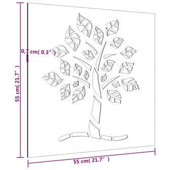 Wanddecoratie tuin boomontwerp 55x55 cm cortenstaal 8