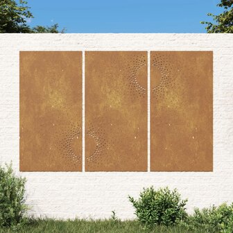 Wanddecoratie tuin 3 st zonontwerp 105x55 cm cortenstaal 1