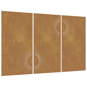 Wanddecoratie tuin 3 st zonontwerp 105x55 cm cortenstaal 2