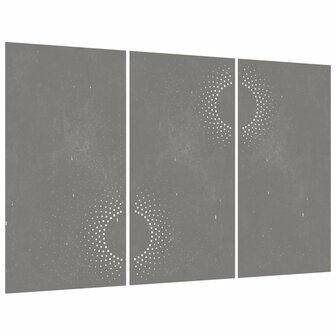 Wanddecoratie tuin 3 st zonontwerp 105x55 cm cortenstaal 3