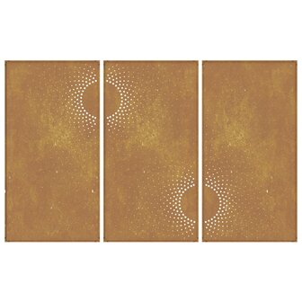 Wanddecoratie tuin 3 st zonontwerp 105x55 cm cortenstaal 5