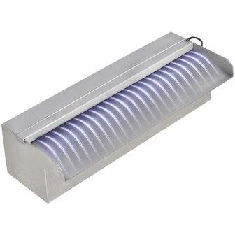 Zwembadwaterval met LED&amp;apos;s rechthoekig 30 cm roestvrij staal 6