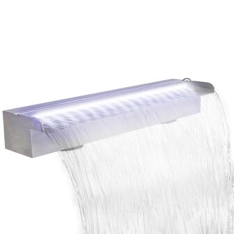 Zwembadwaterval met LED&amp;apos;s rechthoekig 60 cm roestvrij staal 3