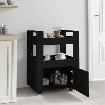 Keukentrolley 60x45x80 cm bewerkt hout zwart 3