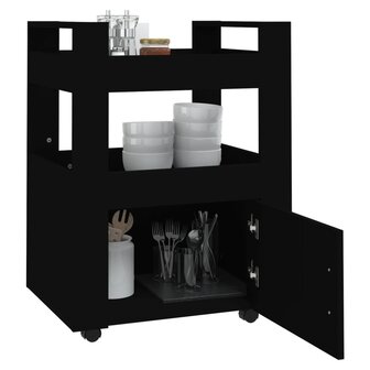 Keukentrolley 60x45x80 cm bewerkt hout zwart 4