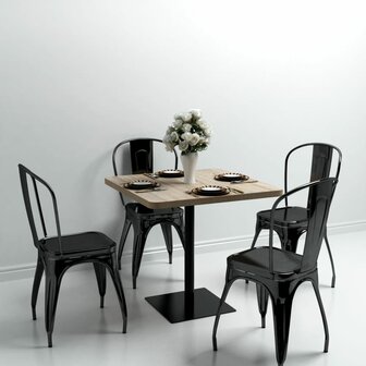 Bistrotafel vierkant 80x80x75 cm MDF en staal eikenkleur 1