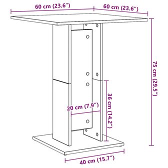 Bistrotafel 60x60x75 cm bewerkt hout grijs sonoma eikenkleurig 8
