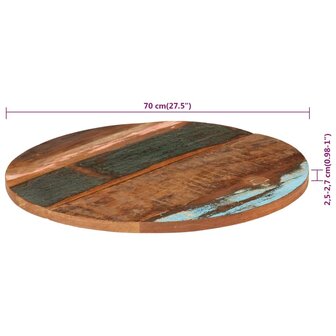 Tafelblad rond 25-27 mm 70 cm massief gerecycled hout 7