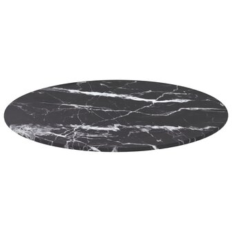 Tafelblad &Oslash;50x0,8 cm gehard glas met marmeren design zwart 2
