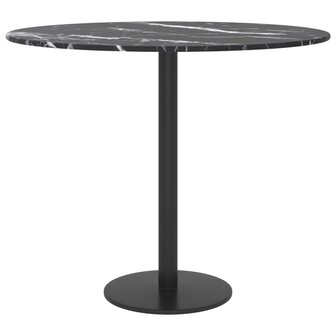Tafelblad &Oslash;50x0,8 cm gehard glas met marmeren design zwart 3