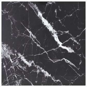 Tafelblad 50x50 cm 6 mm gehard glas met marmeren design zwart 1