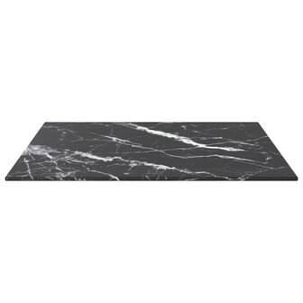 Tafelblad 50x50 cm 6 mm gehard glas met marmeren design zwart 3