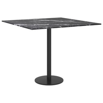 Tafelblad 50x50 cm 6 mm gehard glas met marmeren design zwart 4