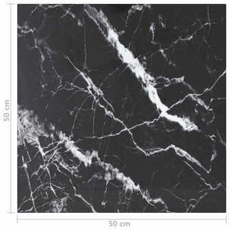 Tafelblad 50x50 cm 6 mm gehard glas met marmeren design zwart 5