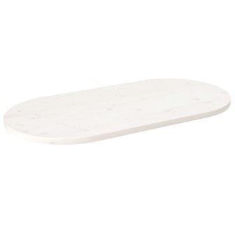 Tafelblad ovaal 100x50x2,5 cm massief grenenhout wit 1