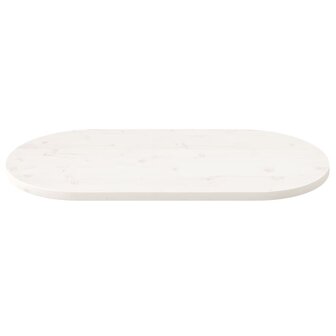Tafelblad ovaal 100x50x2,5 cm massief grenenhout wit 3