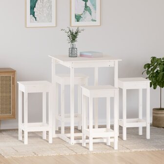 5-delige Barset massief grenenhout wit 1