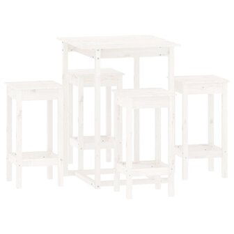 5-delige Barset massief grenenhout wit 2