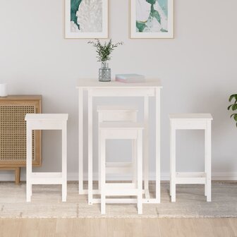 5-delige Barset massief grenenhout wit 3