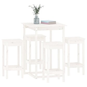 5-delige Barset massief grenenhout wit 4