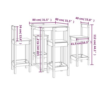 5-delige Barset massief grenenhout 9