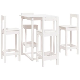 5-delige Barset massief grenenhout wit 2