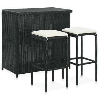 3-delige Barset poly rattan zwart 1
