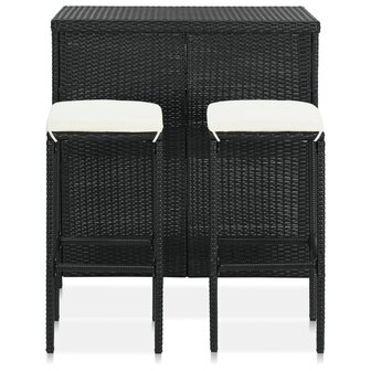 3-delige Barset poly rattan zwart 2