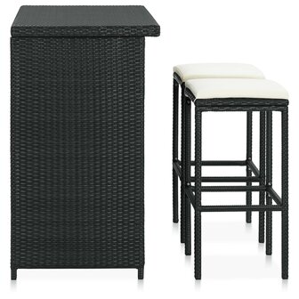 3-delige Barset poly rattan zwart 3