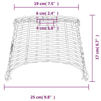 Plafondlampenkap &Oslash;25x17 cm wicker bruin 5