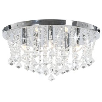 Plafondlamp met kristallen kralen rond 4xG9 zilverkleurig 1