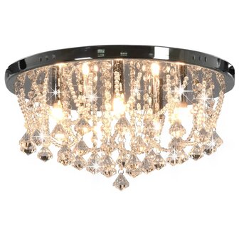 Plafondlamp met kristallen kralen rond 4xG9 zilverkleurig 2