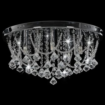 Plafondlamp met kristallen kralen rond 4xG9 zilverkleurig 3