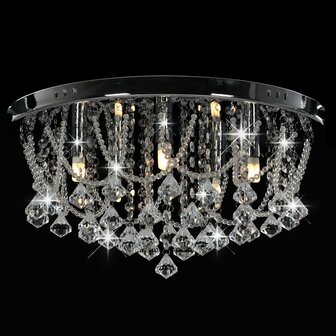 Plafondlamp met kristallen kralen rond 4xG9 zilverkleurig 4