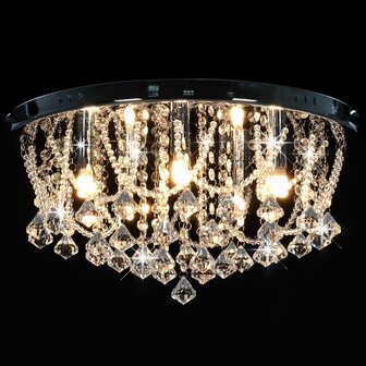 Plafondlamp met kristallen kralen rond 4xG9 zilverkleurig 5
